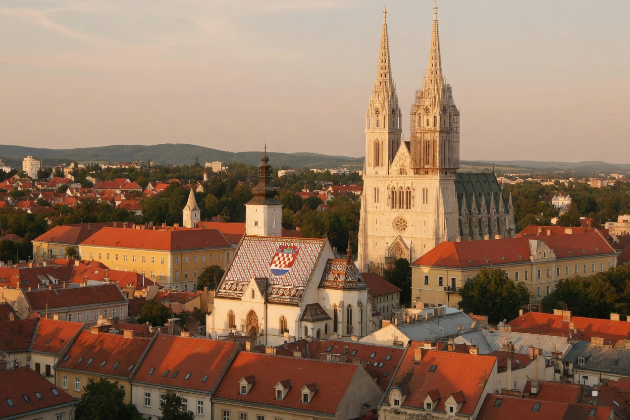 Zagrebački krovovi u kasnopopodnevnom svjetlu